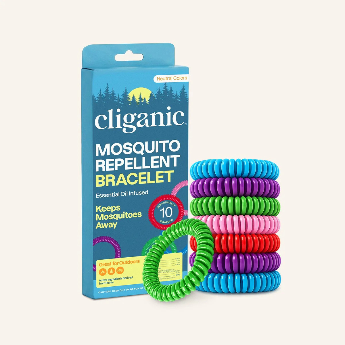 Mosquito Repellent Bracelets, Rainbow Colors | Cliganic
