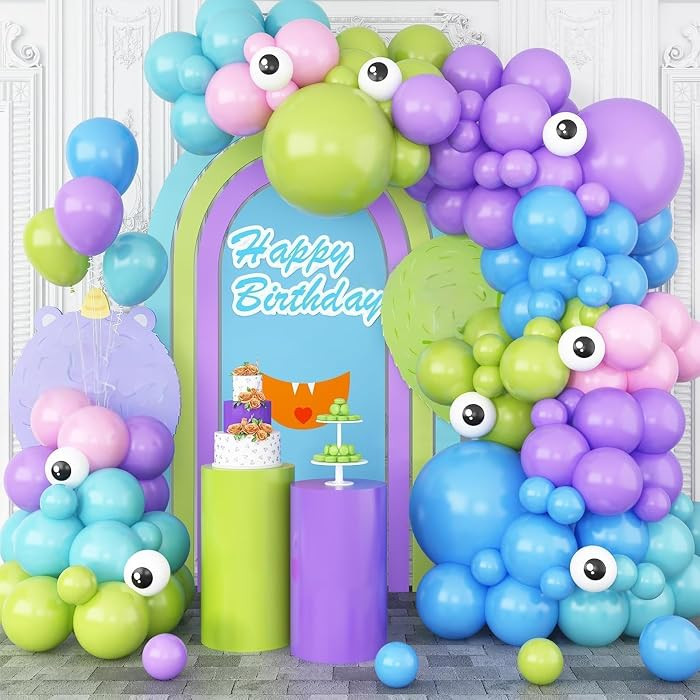 GRESATEK Monster Balloons Arch Garland Kit, Monster Cartoon Inc Balloons Party Decorations, Purpl... | Amazon (US)