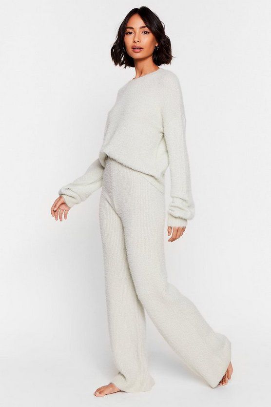 Luxe Good to Me Fluffy Knit Wide-Leg Lounge Set | NastyGal (US & CA)