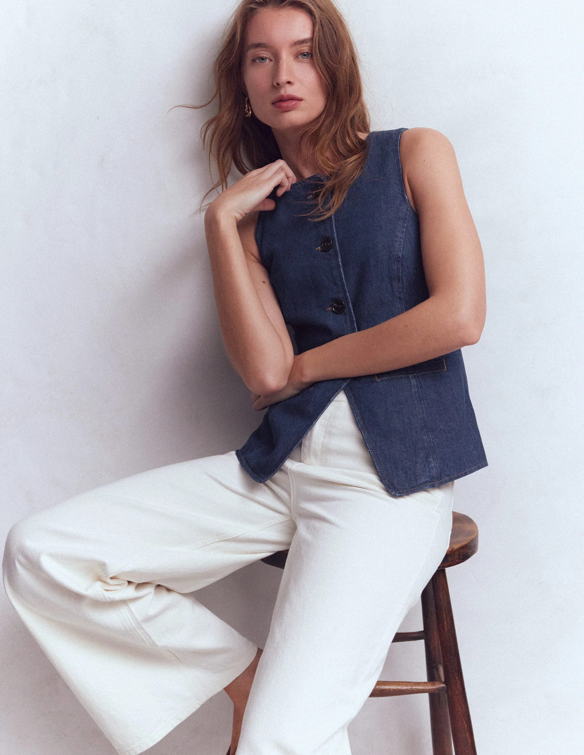 Denim Waistcoat-Indigo Denim | Boden (US)
