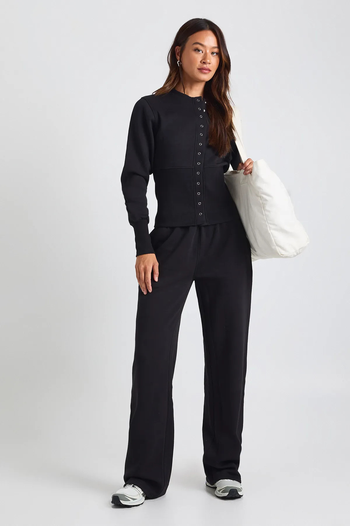 Tall Deep Hem Popper Bomber Sweatshirt Tracksuit | Boohoo.com (UK & IE)