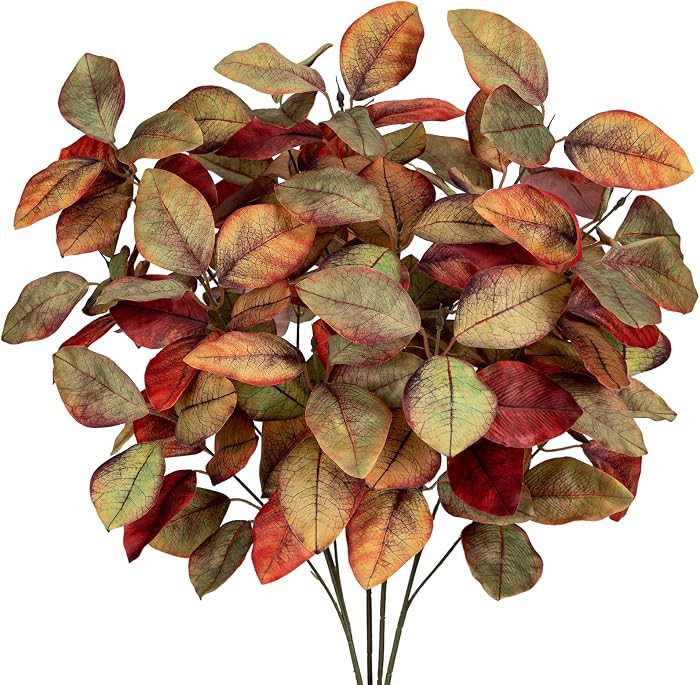 Briful 5 PCS Fall Leaves Artificial Magnolia Leaf Branches, 26" Autumn Fake Plant Stems for Vase ... | Amazon (US)