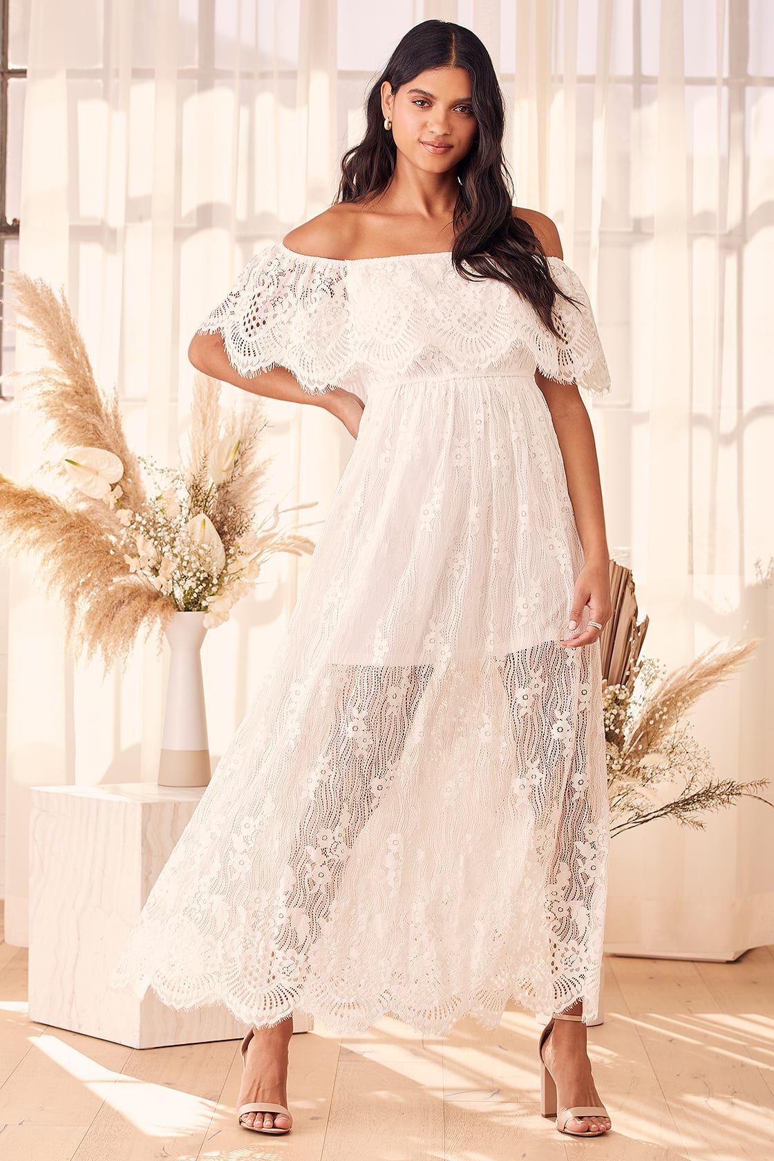 Sweetest Touch Embroidered White Lace Off-the-Shoulder Dress | Lulus (US)