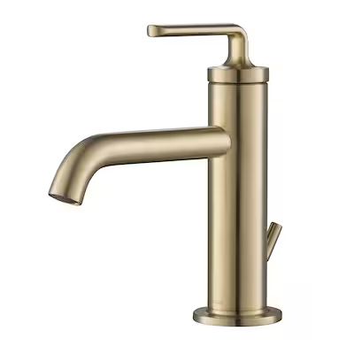 Kraus Ramus Brushed Gold 1-handle Single Hole WaterSense Low-arc Bathroom Sink Faucet with Drain | Lowe's