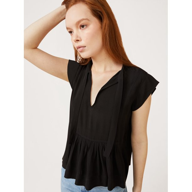 Free Assembly Women’s Sleeveless Tie Neck Top | Walmart (US)