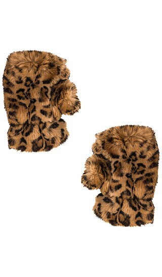 Ariel Faux Fur Gloves in Leopard | Revolve Clothing (Global)