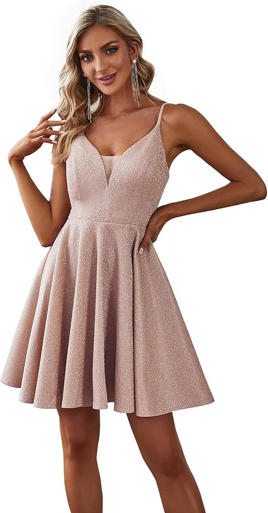 Ever-Pretty Womens V Neck Sleeveless Mini Sparkle A Line Cocktail Dress 3124 | Amazon (US)