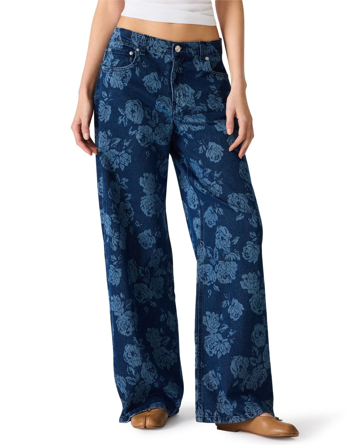 Steve Madden Women's Jaxon Straight Jeans - Engraved Roses | Macy's