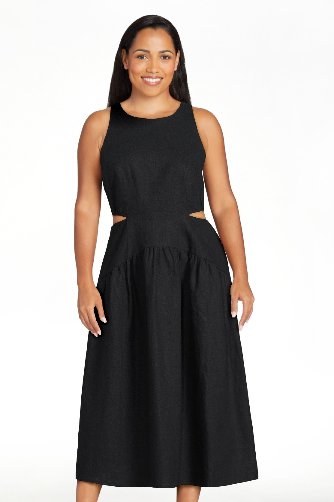 Scoop Women's Linen Cutout Midi Dress | Walmart (US)