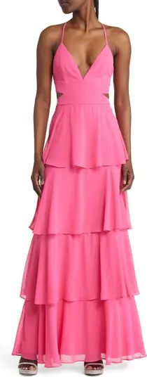 Lulus Tier & Now Waist Cutout Gown | Nordstrom | Nordstrom