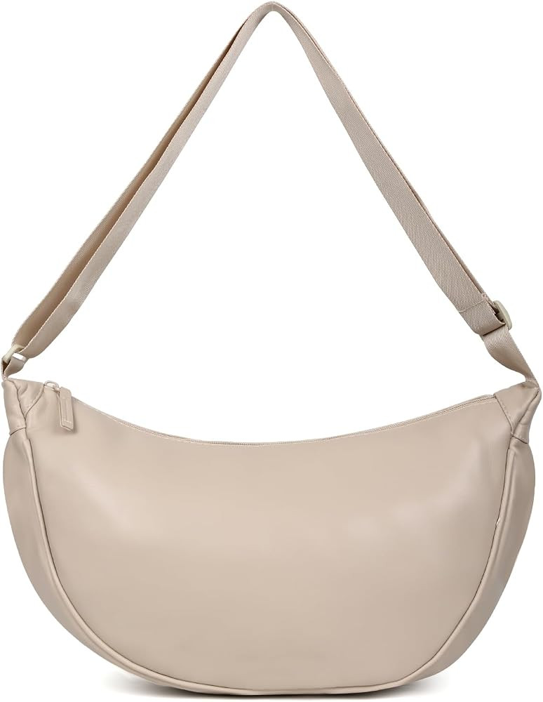 Women Half Round Crescent Bag for Women PU Leather Puffer Shoulder Bag Large Dumpling Bag Hobo Sl... | Amazon (US)