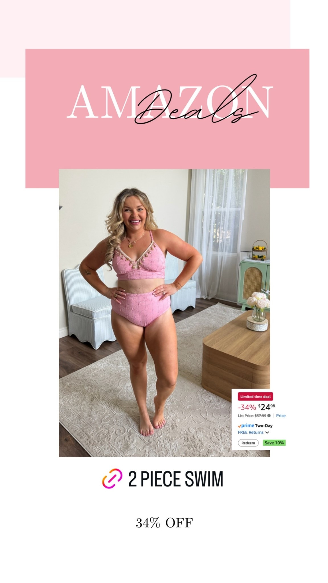 This is the cutest swimsuit with textured seashell material, and the little shell charm! Comes in a few colors, but I love this pink!

On deal right now! 

#LTKSwim #LTKSaleAlert #LTKMidsize