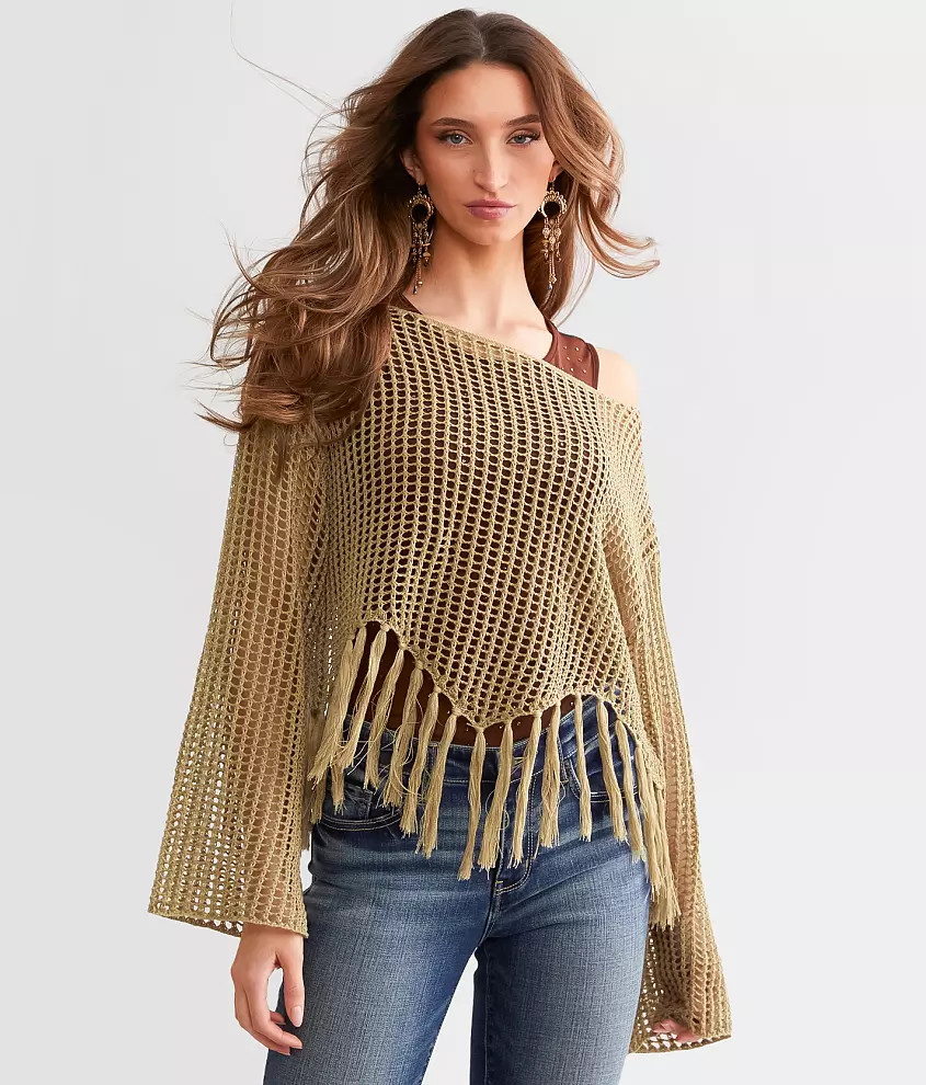 Fringe Handkerchief Hem Sweater | Buckle