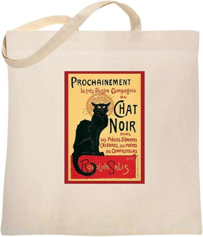 Pop Threads Le Chat Noir The Black Cat Paris Art Deco Vintage Canvas Tote Bag | Amazon (US)