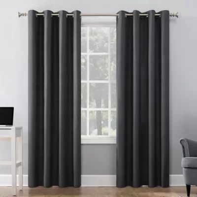 Sun Zero® Duran 108-Inch Grommet Thermal Insulated Blackout Window Curtain Panel in Charcoal | Bed Bath & Beyond