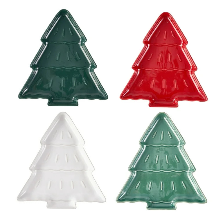 Multicolored Tree Ceramic Appetizer Plates, Set of 4, by Holiday Time | Walmart (US)