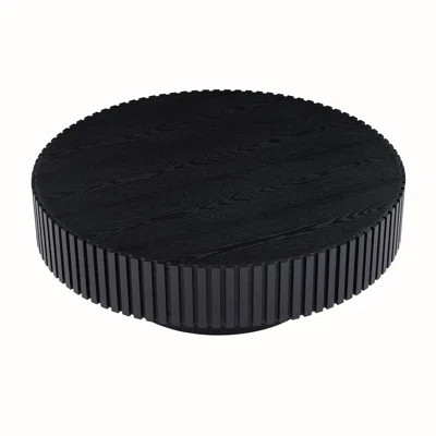 31.5" Handcrafted Relief Round Wooden Coffee Table | Sturdy Pedestal Base, Decorative Tea Table for Living Room | Wayfair North America