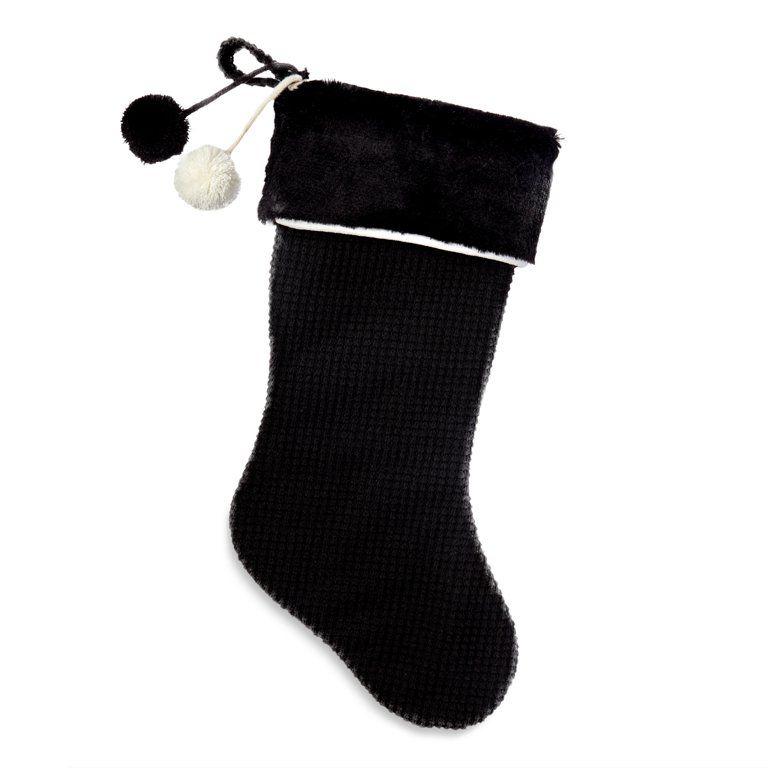 Holiday Time Gray Stocking W/white Pipe Cuff, 20-inch | Walmart (US)