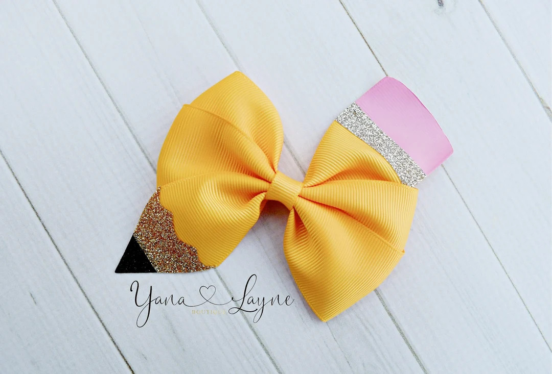 3-6 Pencil Hair Bow Back to School Hair Bow Back to - Etsy | Etsy (US)