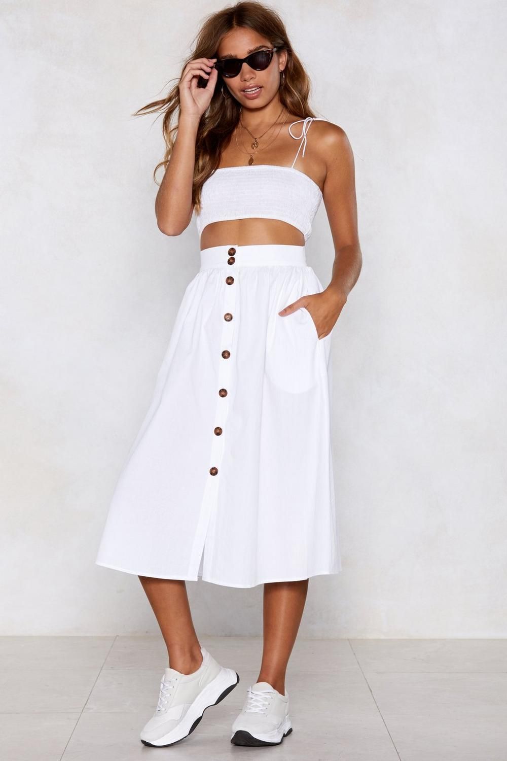 Button Up and At 'Em Midi Skirt | NastyGal (UK, IE)