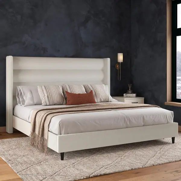 Novogratz Louis Upholstered Bed Frame with High Tufted Headboard - King | Bed Bath & Beyond