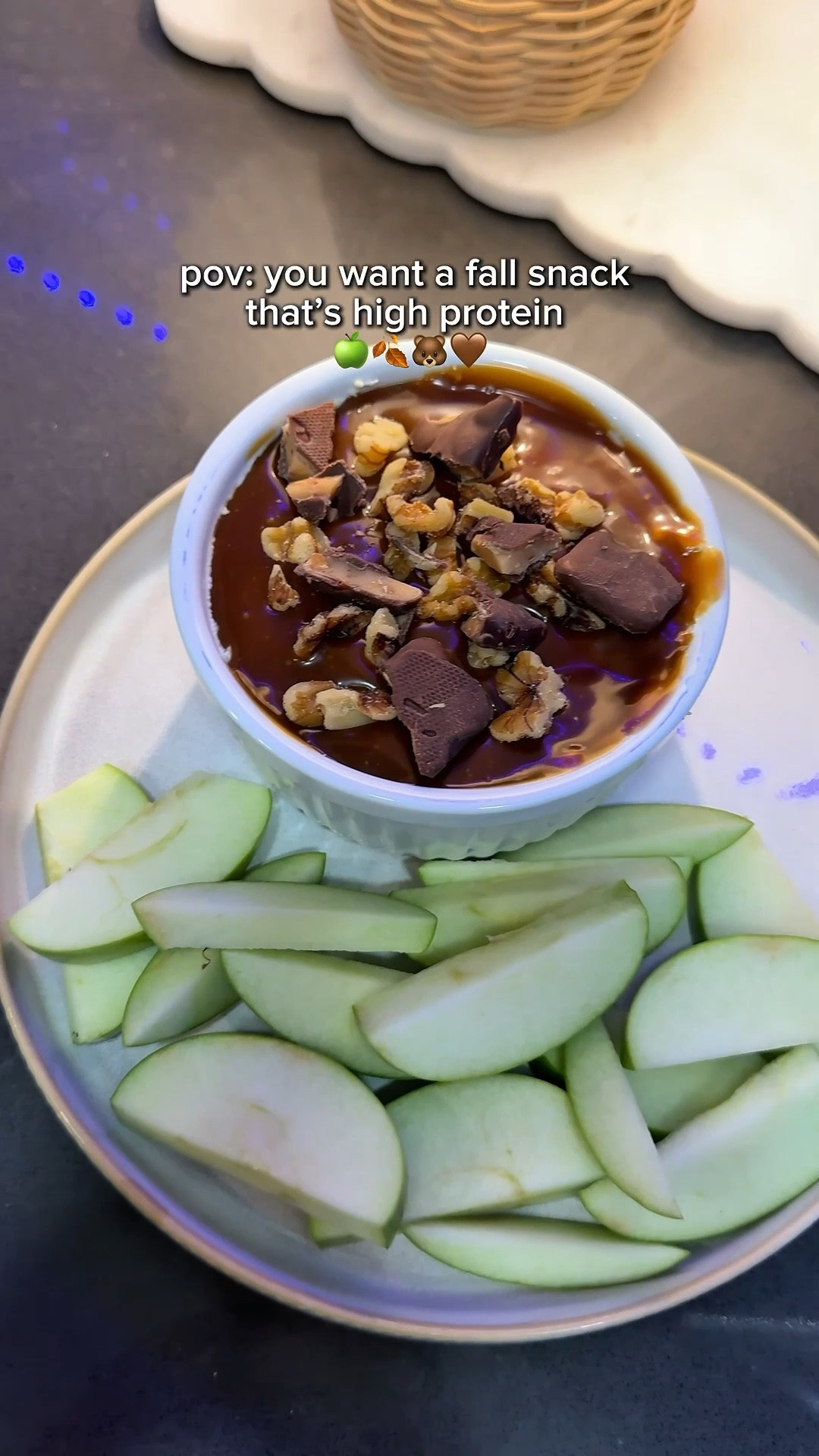 It’s soo good! High protein cheesecake caramel apple dip! 🤎🍏🍂🧸✨
Ingredients:
1 cup Greek yogurt
2 tbsp Jello Cheesecake mix 
(Mix together)
Top with: 
Caramel
Nuts of your choice for extra protein 
Heath crumbles (or your favorite chocolate treat)

Enjoy!
💖

#LTKActive #LTKHoliday #LTKHalloween