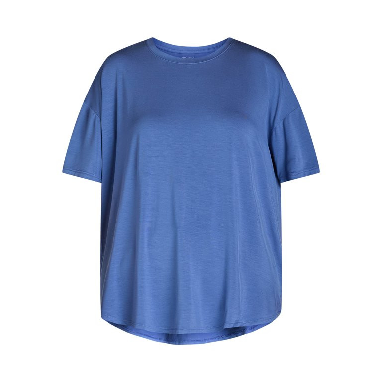 Time and Tru Women's Crewneck Tunic Tee with Short Sleeves, Sizes XS-XXXL | Walmart (US)