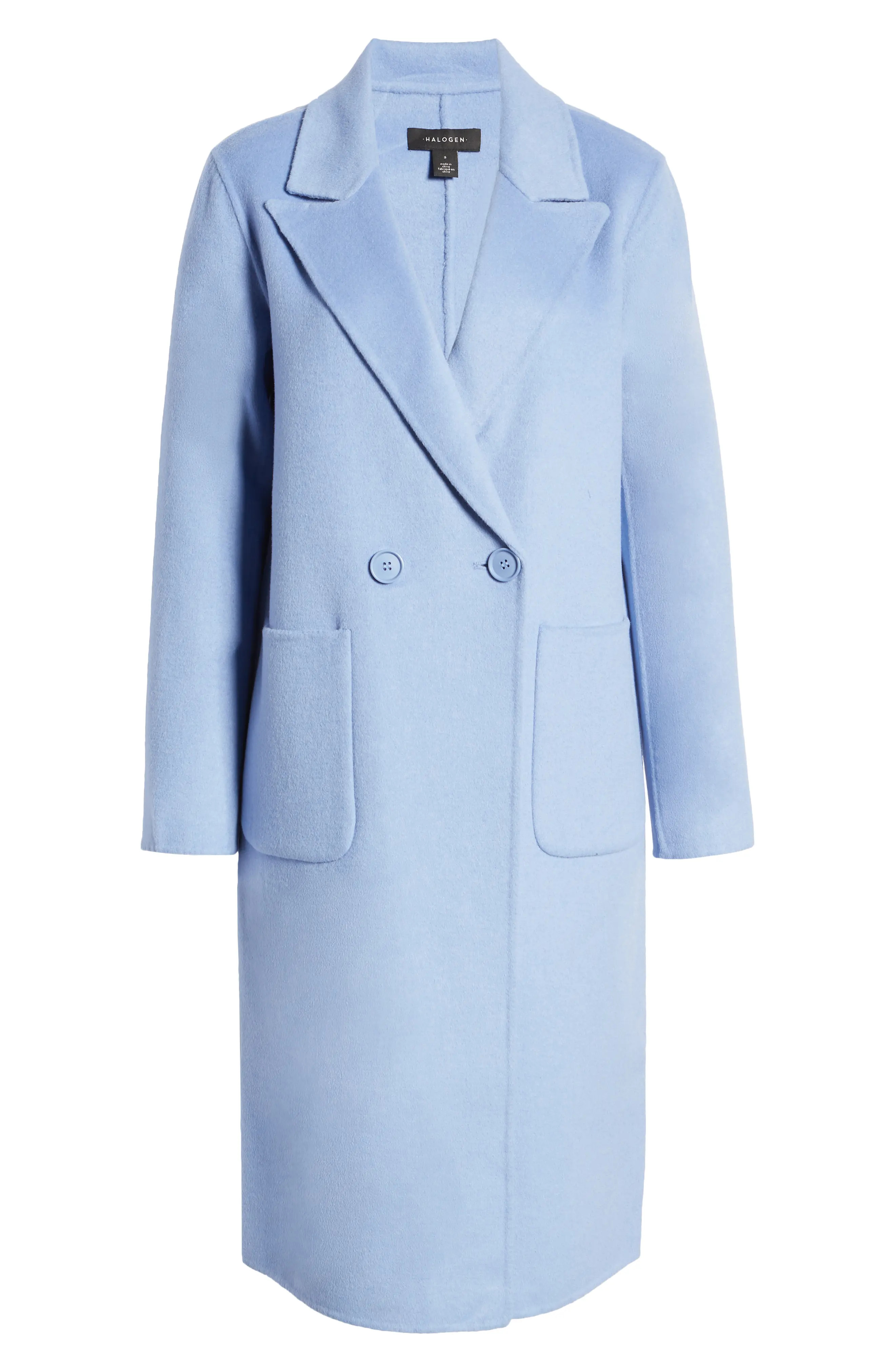 Halogen(R) Double Face Wool Coat, Size Large in Blue Falls at Nordstrom | Nordstrom