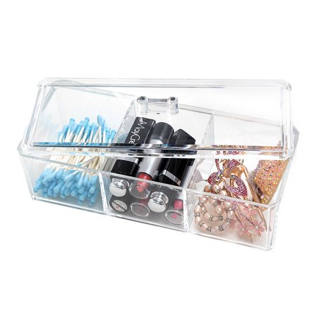 Acrylic Divided Storage Organizer Box with 3 Compartments/Cosmetic Organizer | Walmart (US)