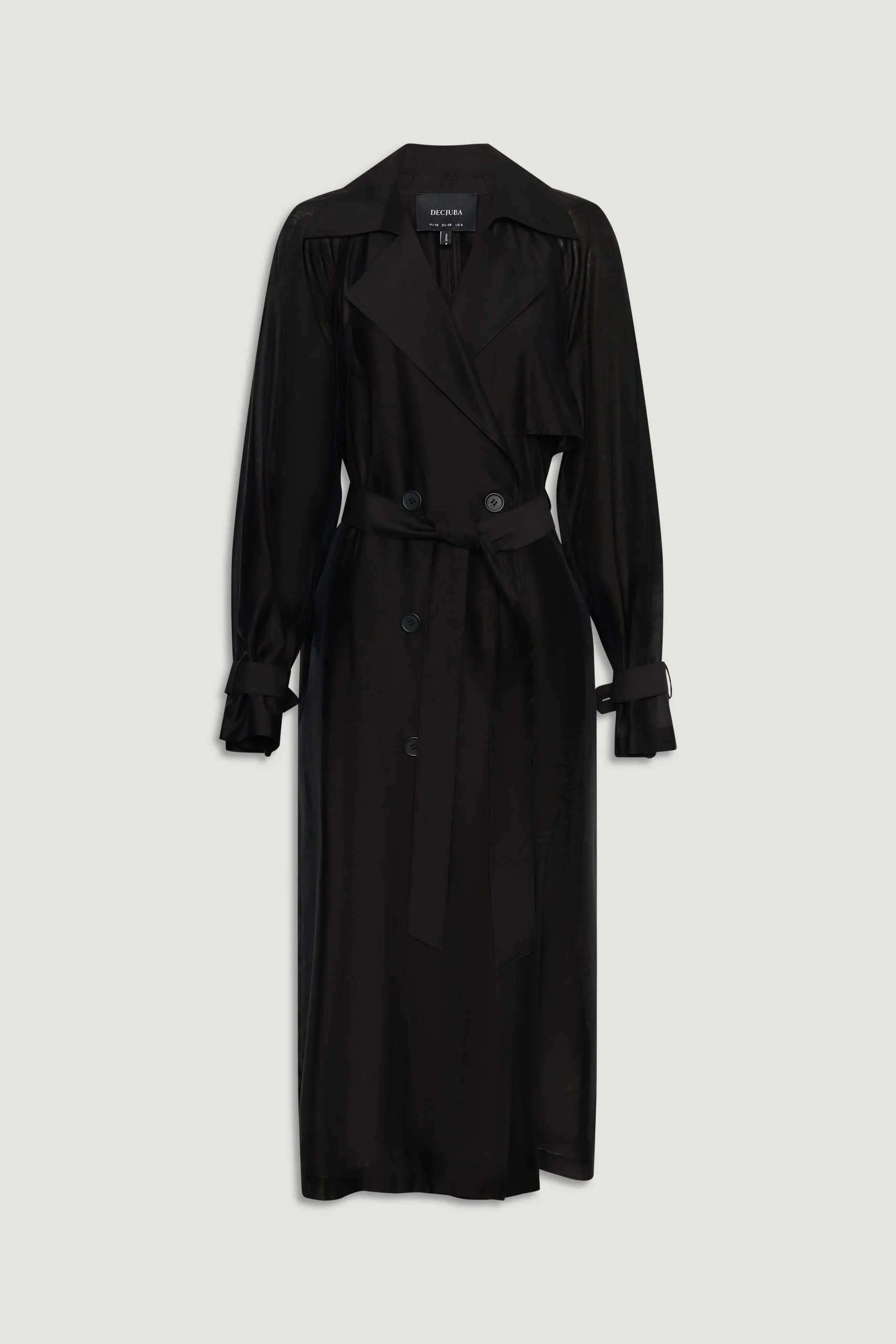 Briar Sheer Trench Coat - Black | DECJUBA