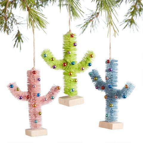 Bottlebrush Cactus Ornaments Set of 3 | World Market