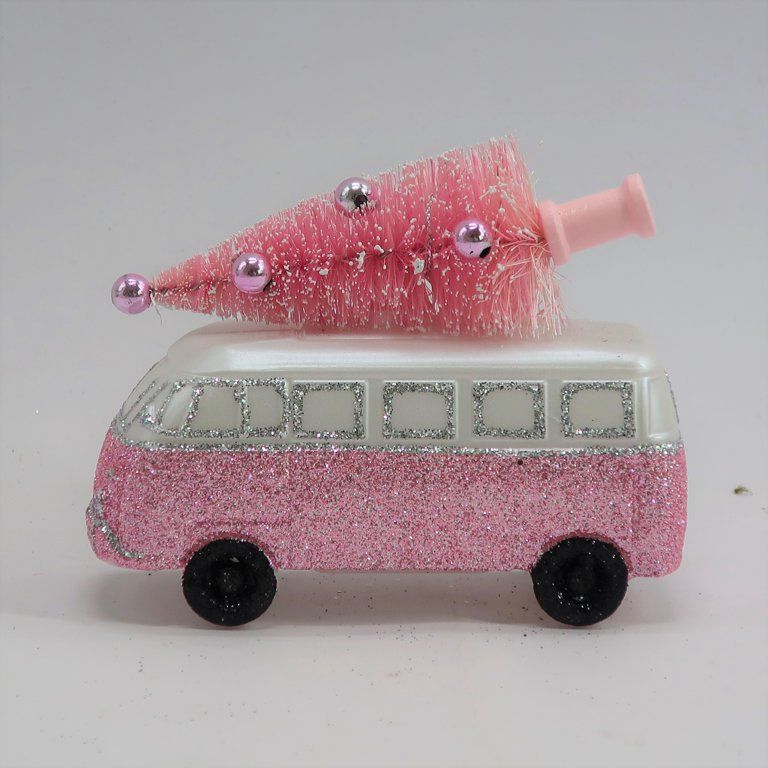 Holiday Time Pink Glitter Bus With Cmas Tree Ornament | Walmart (US)