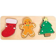 Pearhead 3 Piece Wooden Holiday Puzzle, Kids Christmas Toy, Puzzle Stocking Stuffer, Christmas To... | Amazon (US)