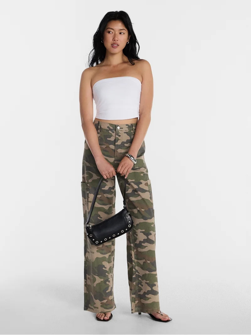No Boundaries Wide Leg Cargo Pants, 31.5'' Inseam, Women's and Women's Plus XXS-4X | Walmart (US)