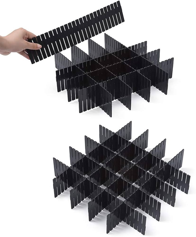 Qozary 42 Pack Adjustable Drawer Organizer Dividers for Socks, Underwear, Makeup, Kitchen, Dresse... | Amazon (US)