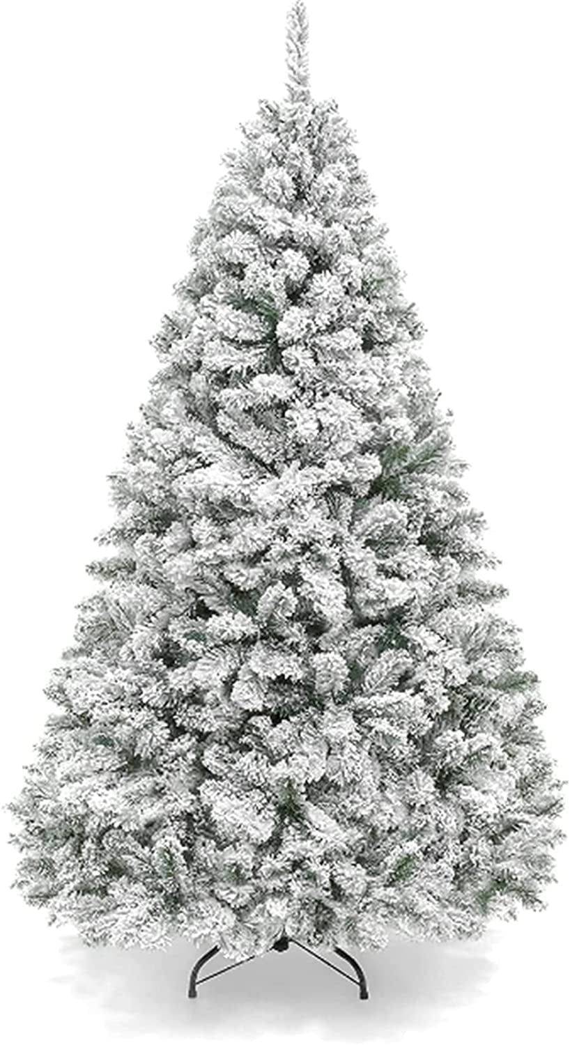 7.5ft Premium Snow Flocked Artificial Christmas Tree w/1346 Branch Tips, Folding Base for Home Of... | Walmart (US)