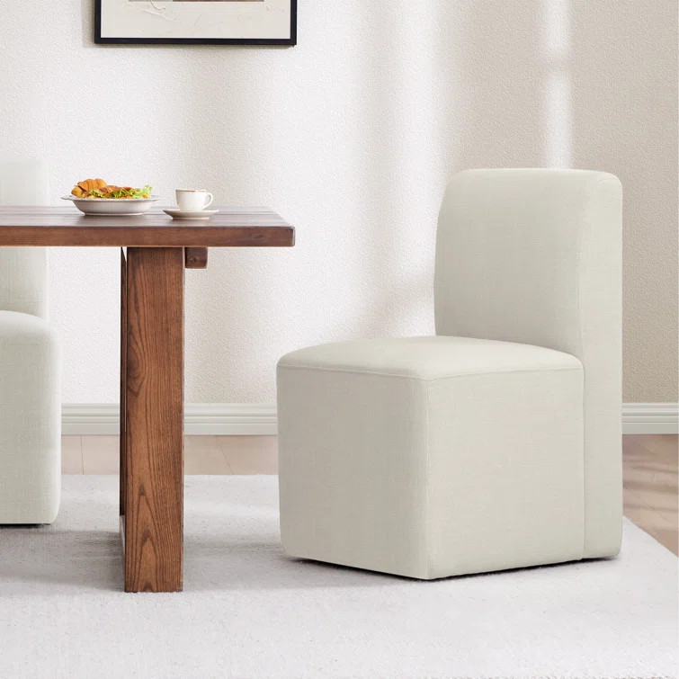 Bralan Polyester Blend Upholstered Side Dining Chair with Casters | Wayfair North America