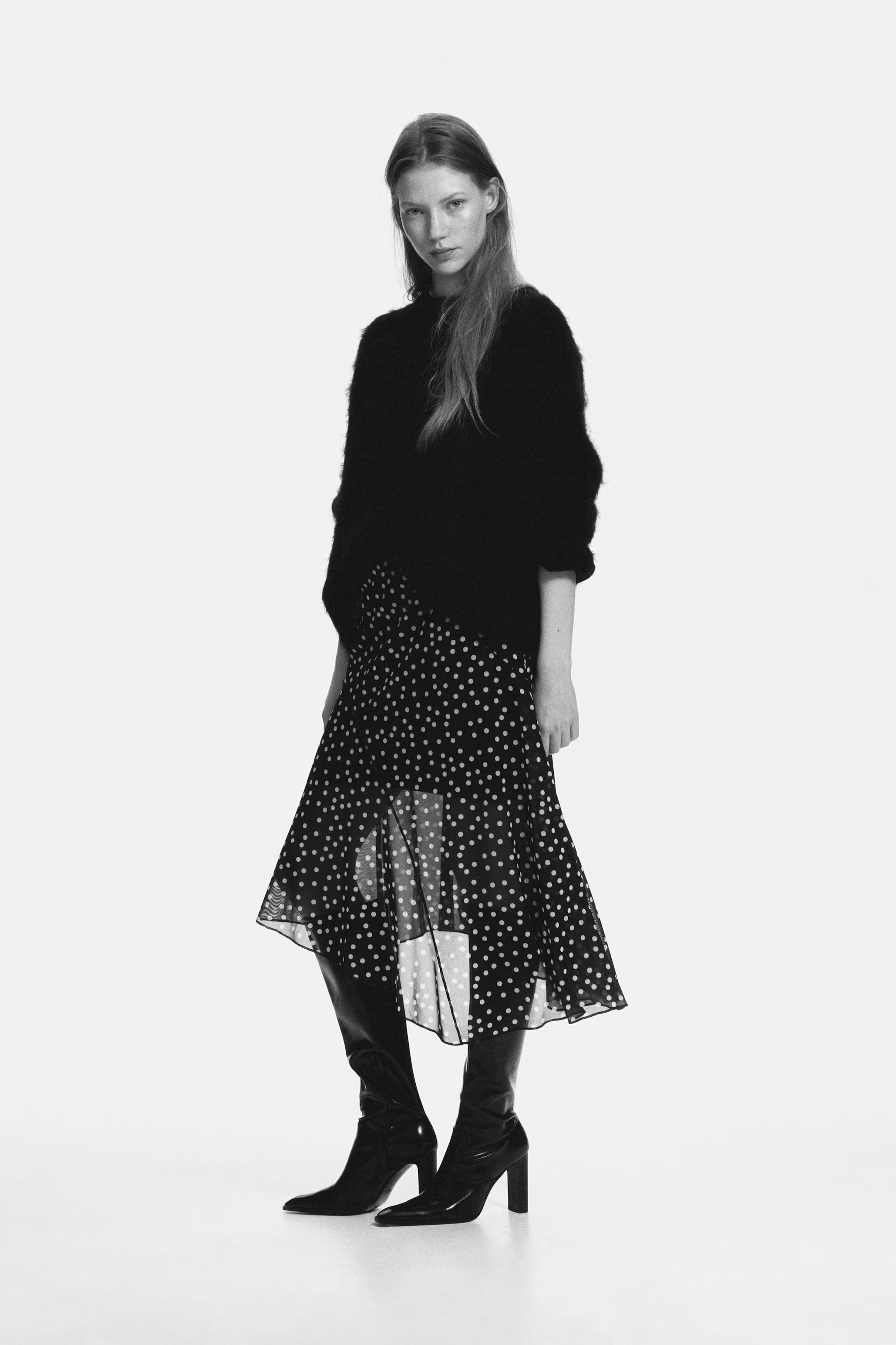 Asymmetrischer Meshrock - Schwarz/Gepunktet - Ladies | H&M AT | H&M (DE, AT, CH, NL, FI)