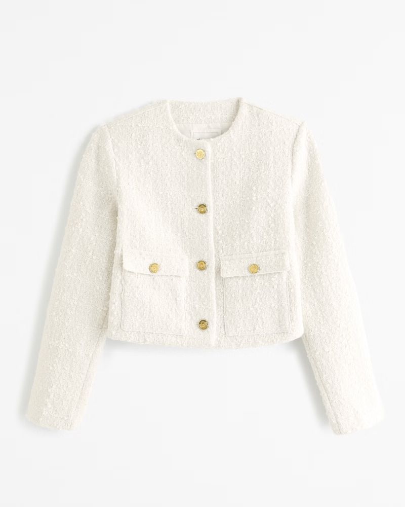 Collarless Tweed Jacket | Abercrombie & Fitch (UK)