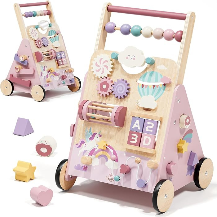 Lehoo Castle Unicorn Wooden Baby Walker, Adjustable Speed Baby Push Walker | Amazon (US)