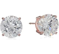Amazon Essentials Plated Sterling Silver Cubic Zirconia Stud Earrings (Round & Princess) | Amazon (US)