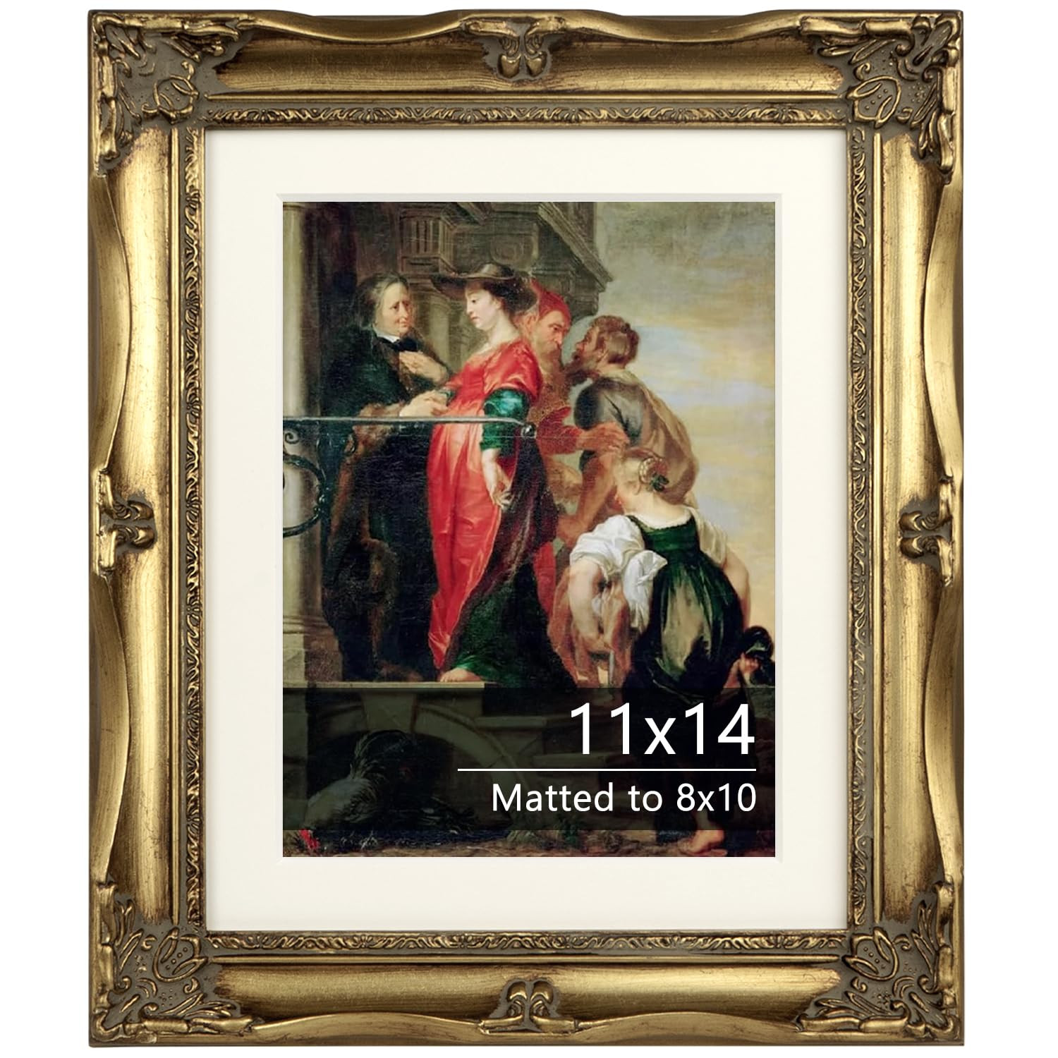 Vintage Gold Ornate Baroque Carved Wood Picture Frame with Mat (Gold, 11x14 matted to 8x10) | Amazon (US)