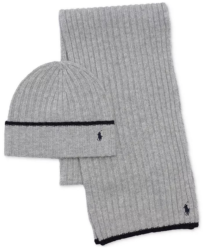 Men's Classic Ribbed Hat and Scarf Set | Macys (US)