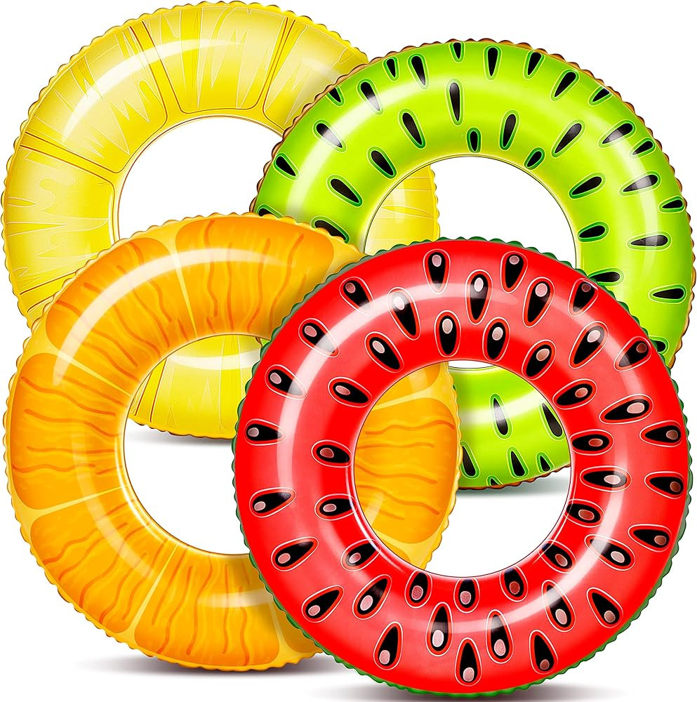 Sloosh 4 Pack Inflatable Pool Floats, Pool Tube Rings, Swim Tubes, Floaties Toys, Beach Swimming ... | Amazon (US)