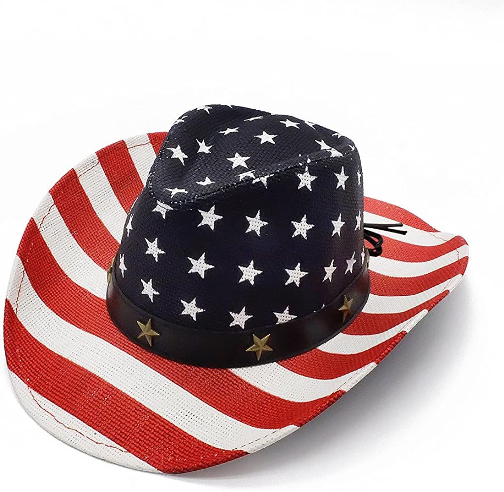 Cowboy Hats, Classic American Flag Summer Sunhat Western Cowboy Hat for Men Boys Kids | Amazon (US)