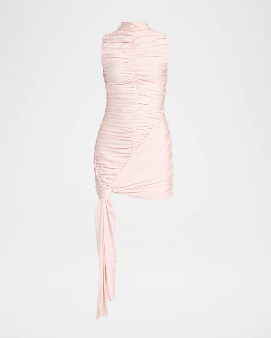 Et Ochs Caspar Ruched Mock-Neck Jersey Mini Dress | Neiman Marcus