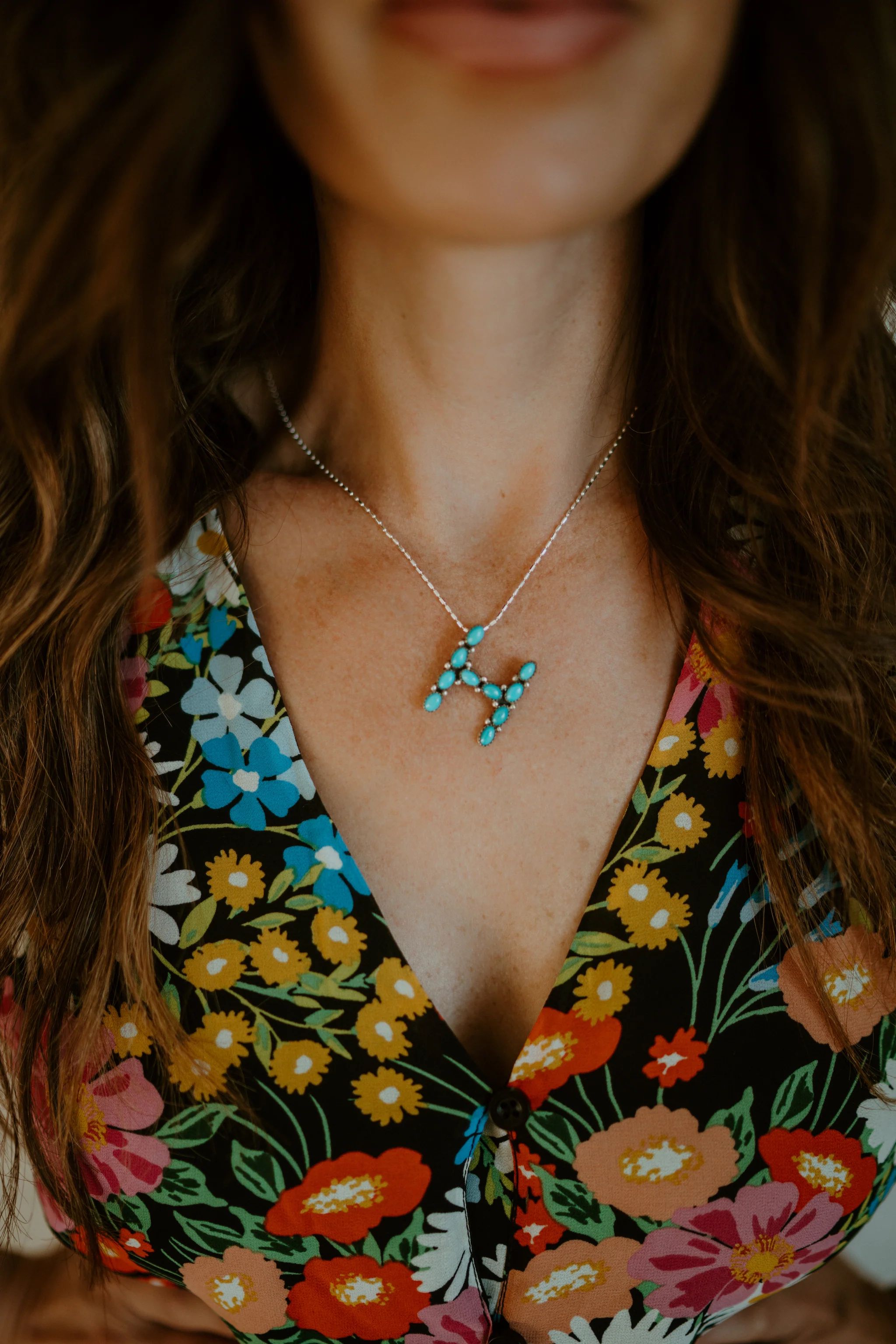 Turquoise Initial Necklace | Goldie Lew Jewelry