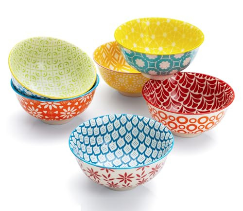 AntoKueh Colorful Ceramic Bowls 10oz, 4.7in small cereal bowl Set of 6 for ice cream, Dessert, Porcelain bowl for Dipping, Sauce, Dishwasher/Microwave safe | Amazon (US)