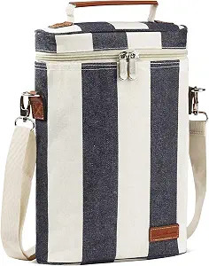 ZORMY 2 Bottle Insulated Wine Tote Bag, Wine Carrier Travel Padded Cooler Bag with Shoulder Strap... | Amazon (US)