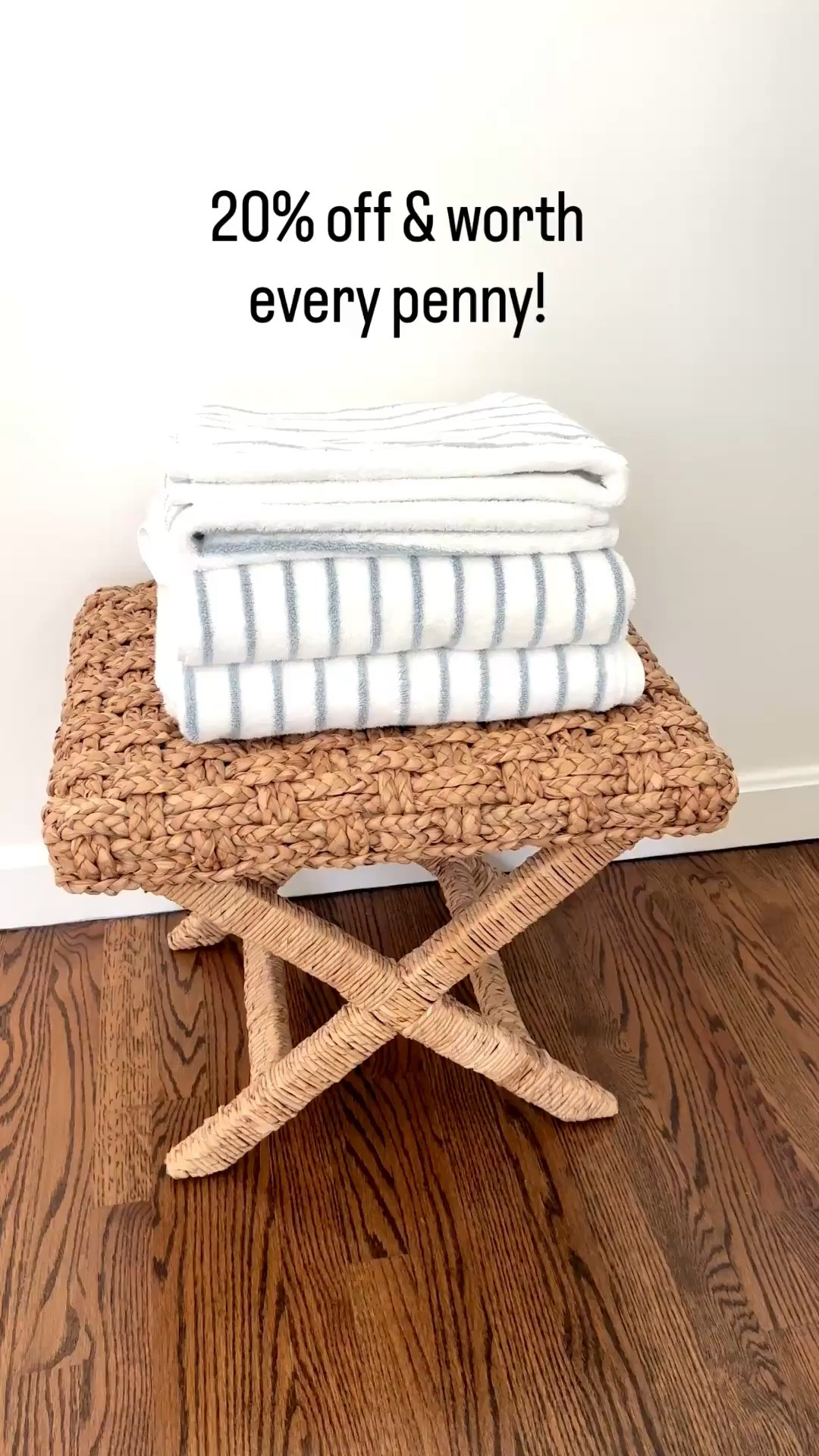 20% off! If your bathroom could use a little refresh, I can't recommend these Turkish cotton bath towels enough! They are so soft & fluffy! I initially only bought a couple of the bath towels & hand towels to ensure I actually liked them, and I plan on buying more while they are on sale! - coastal home decor, coastal bathroom decor, bathroom ideas, bath towels, hand towels, striped bath towels, blue & white towels, white bath towels, fluffy bath towels woven stool, bench for bedroom, bathroom stool, costa x-base stool, coastal style, bedroom furniture, beach house furniture

#LTKSaleAlert #LTKHome